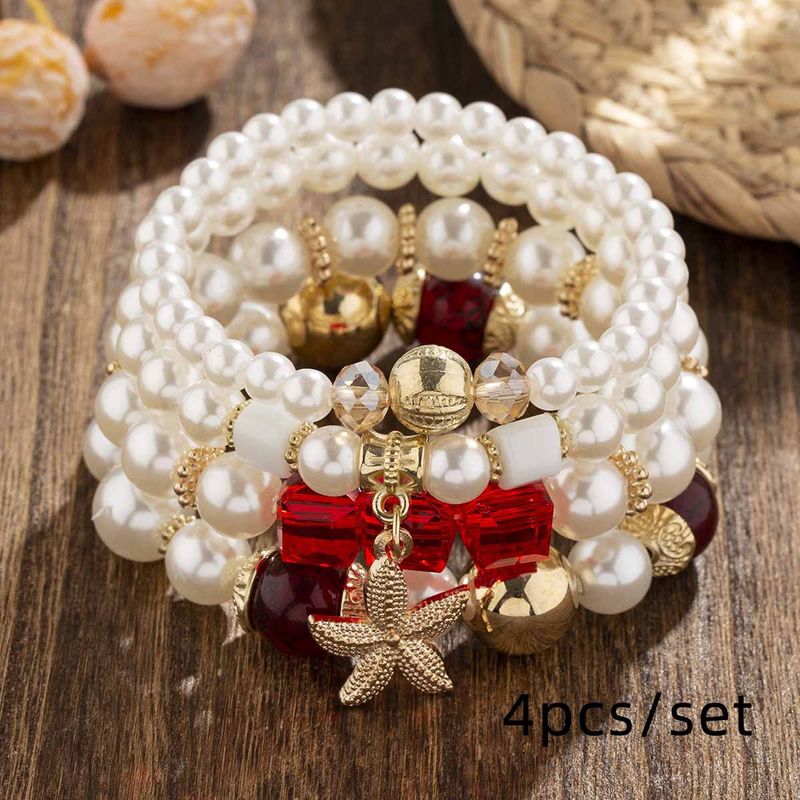 New Bohemian Creative Women's Starfish Pearl Multi-layer Beaded Bracelet Jewelry_voghion.com