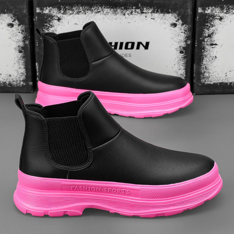 Martin men, high top British  for couples, casual leather outdoor work shoes, trendy short boots_voghion.com