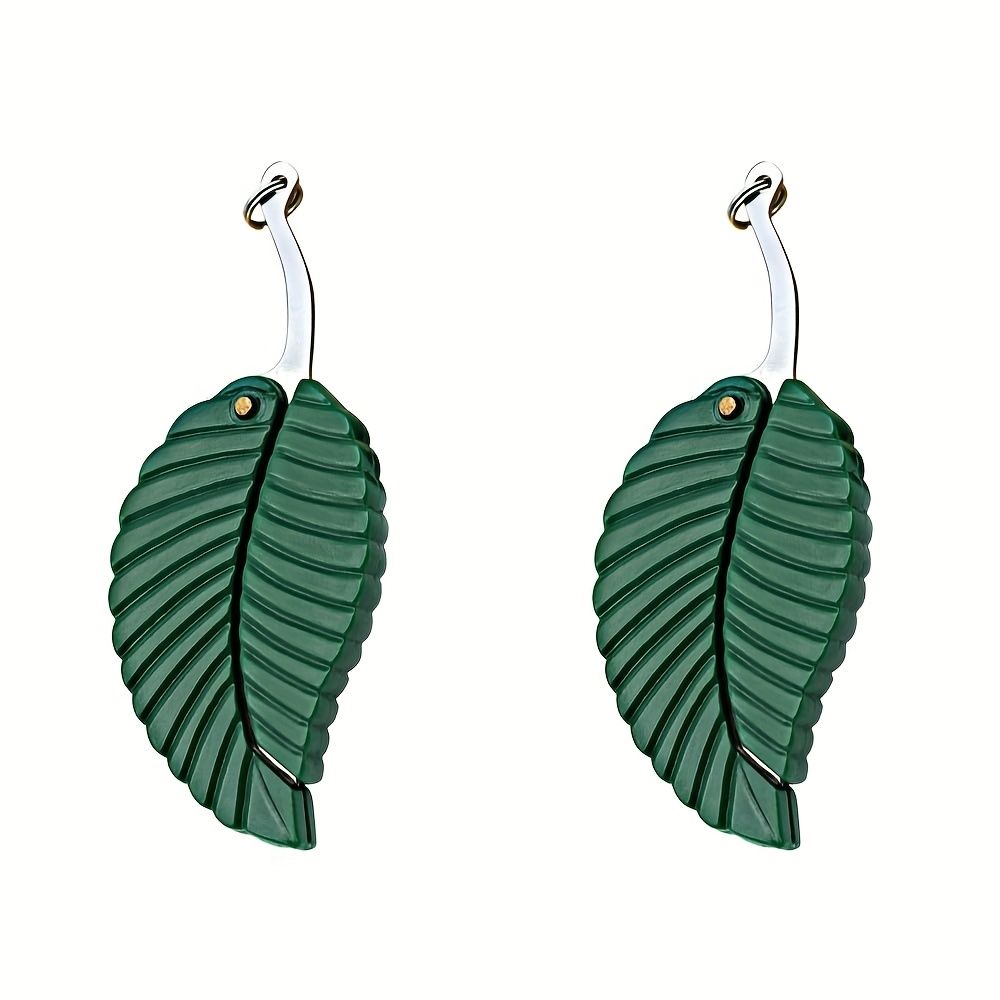 Porte-clés multifonctionnel en forme de feuille verte, 2 pièces, outil de poche d'extérieur, accessoires pour clés, cadeau créatif, vert_voghion.com