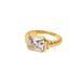 Stainless steel rectangular emerald pink zircon ring, women's croissant twisted spiral ring jewelry_voghion.com