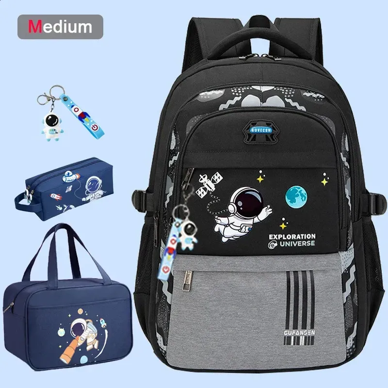 Rucksack für Grundschüler, Schulrucksack für Jungen, wasserdicht, mit Büchertasche, Lunchtasche und Federmäppchen_voghion.com