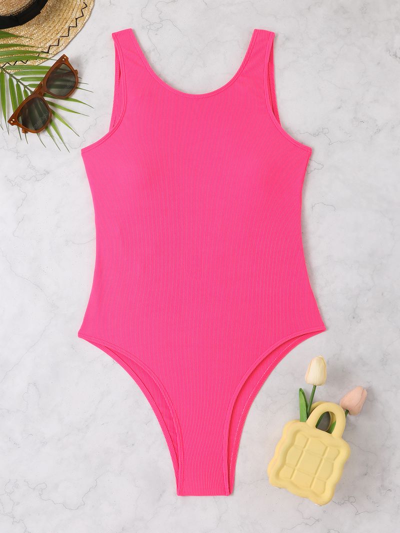 Slimming One-Piece Swimsuit For Curvy Girls - Sexy Open Back & Full Coverage (High-Waisted Tummy Control Women's Swimwear)​​_voghion.com