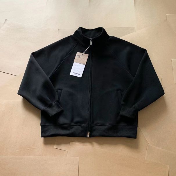 Lightweight Zip-Up Boxy Hoodie – Cleanfit Cropped Silhouette With Stand Collar (Rabbit Wool Blend, Spring Grey/Black, Drop Shoulder, Unisex Youth_voghion.com