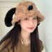 Puppy Ear Fisherman For Women, Autumn And Winter Korean Style, Large Head Circumference, Plush Bucket Hat, Cute, Face_voghion.com