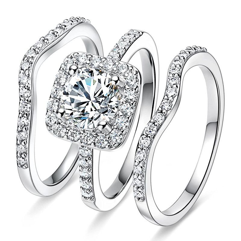 Single Rings Light Luxury Style Ring Three Piece Set Fashionable And Elegant Wedding Accessories LADAZA Hot Selling Items_voghion.com