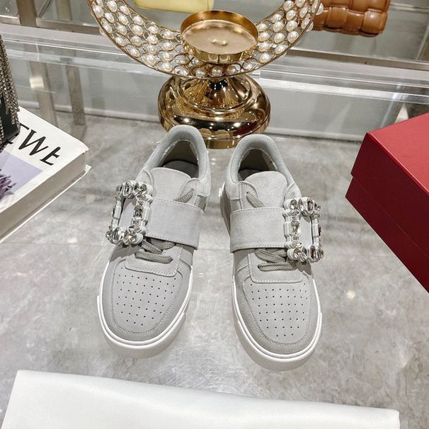 High-End-Qualität 24 New Water Diamond Square Buckle Weiß mit dicker Sohle, Magic Tape, Lederhöhenerhöhung Casual_voghion.com