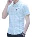 Camicia a quadri a maniche corte da uomo alla moda - Camicia casual estiva slim fit con bottoni e colletto alla francese per ragazzi_voghion.com