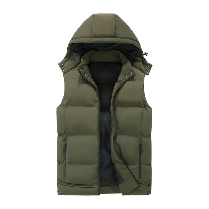Bomuld varm herre efterår og vinter hætte vindtæt bomuldsjakke, vest, trendy mærke, aftagelig hat_voghion.com