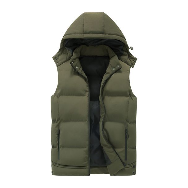 Bomuld varm herre efterår og vinter hætte vindtæt bomuldsjakke, vest, trendy mærke, aftagelig hat_voghion.com