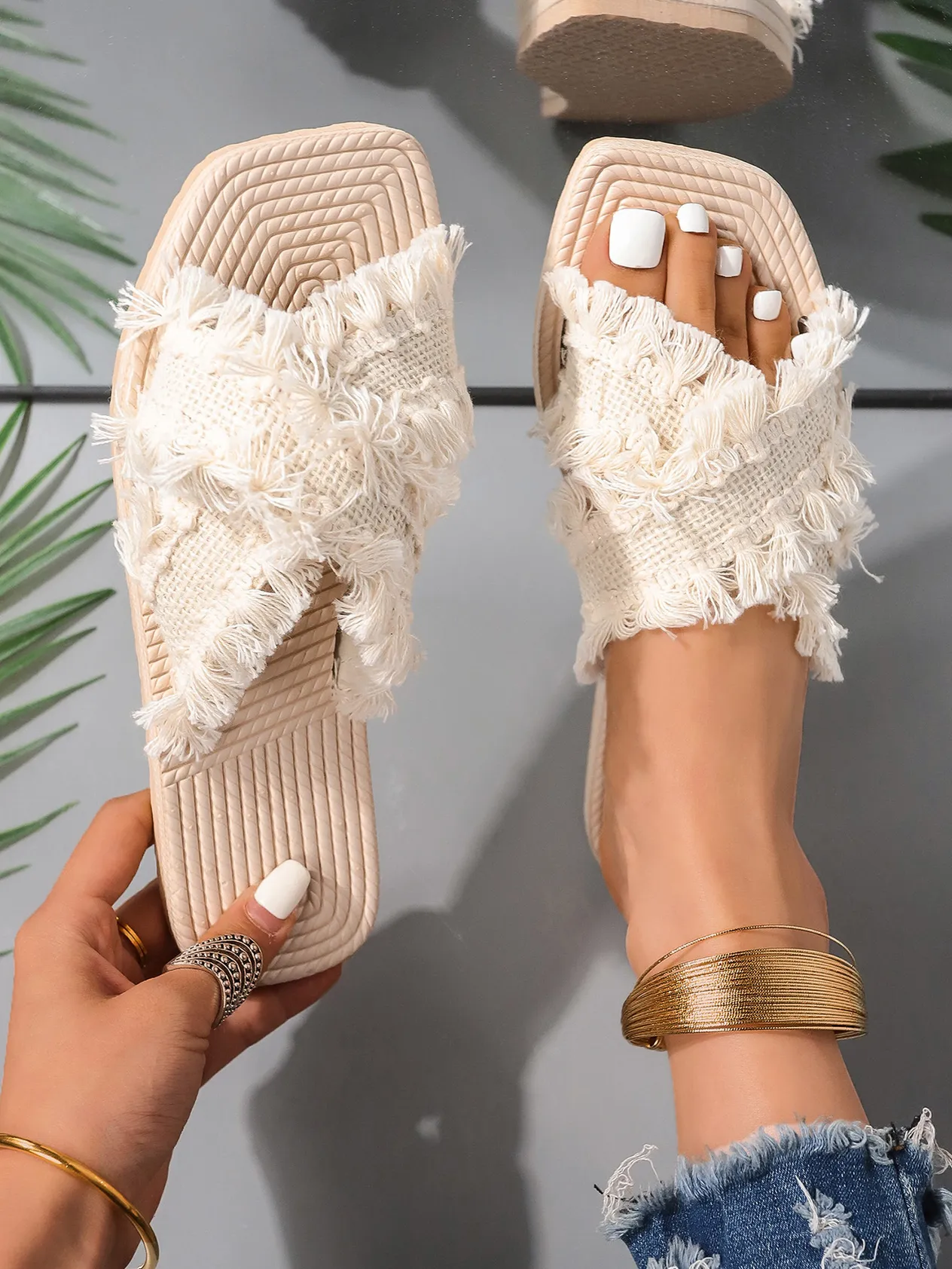 Sieviešu apavi plakanas flip flops sieviešu vasaras pludmales krusta pušķis liela izmēra sandales_voghion.com