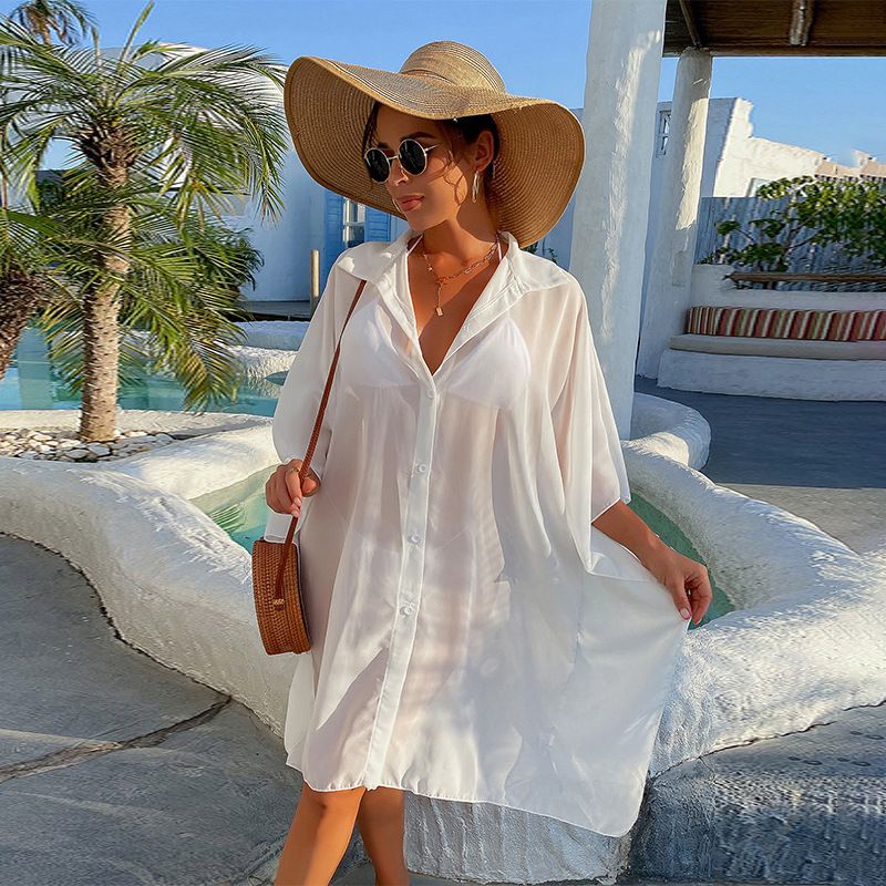 ​​"Lightweight Sun Protection Jacket – Loose Fit Beach Cover-Up With Five-Point Sleeve For Swimwear & Vacation"​​_voghion.com