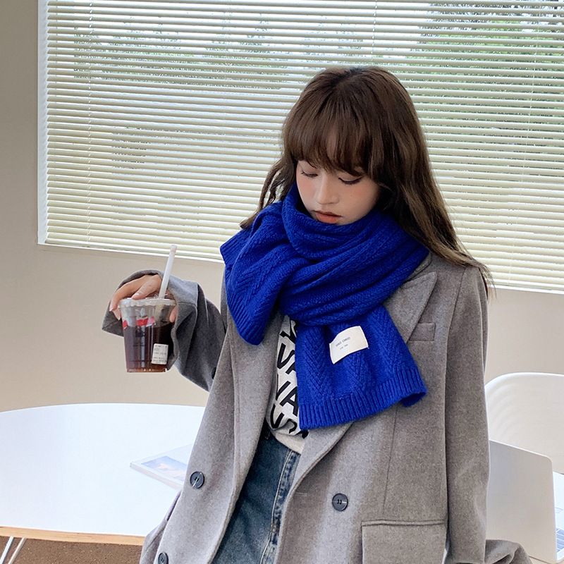 Sciarpa in tessuto tinta unita autunno inverno versione coreana per donna, versatile, spessa e calda, coppia di filati lavorati a maglia_voghion.com