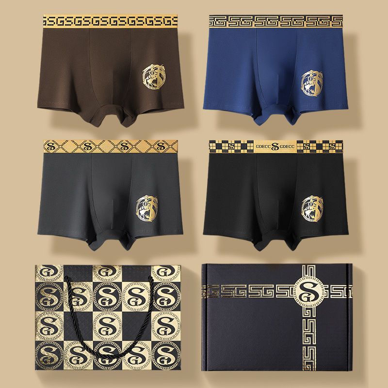 GDECC Herrenunterwäsche aus Baumwolle, atmungsaktiv, bequem, antibakteriell, mittlere Taille, flache Ecke, Shorts mit vier Ecken, Geschenk_voghion.com