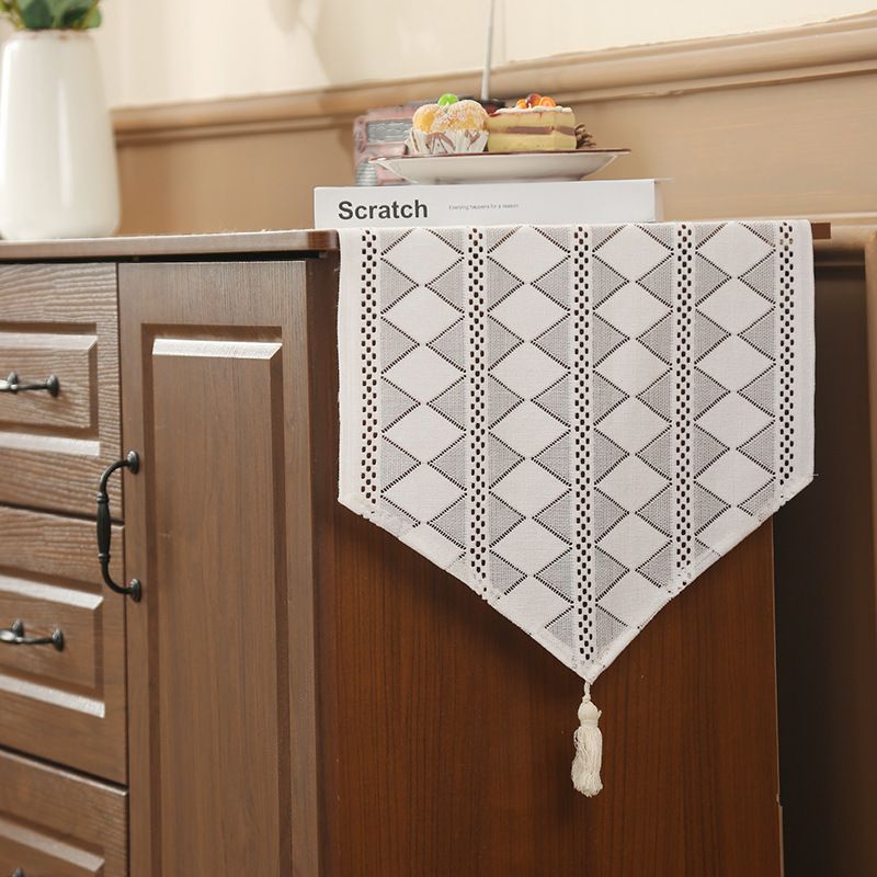 Lace Table Flag Light Luxury High End Dining Table Cover Cloth Coffee Table Dustproof White Long Strip TV Cabinet_voghion.com