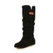 Frosted Mid-Tube Plissee Stiefel Flache Spitze Vintage Ritterstiefel_voghion.com