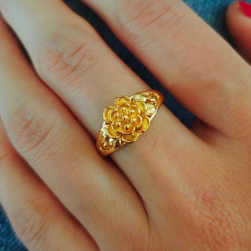 Vietnamese Gold-Plated For Women, Long-Lasting Color, Adjustable Small Flower, Simple Open Couple Rings, Jewelry,_voghion.com
