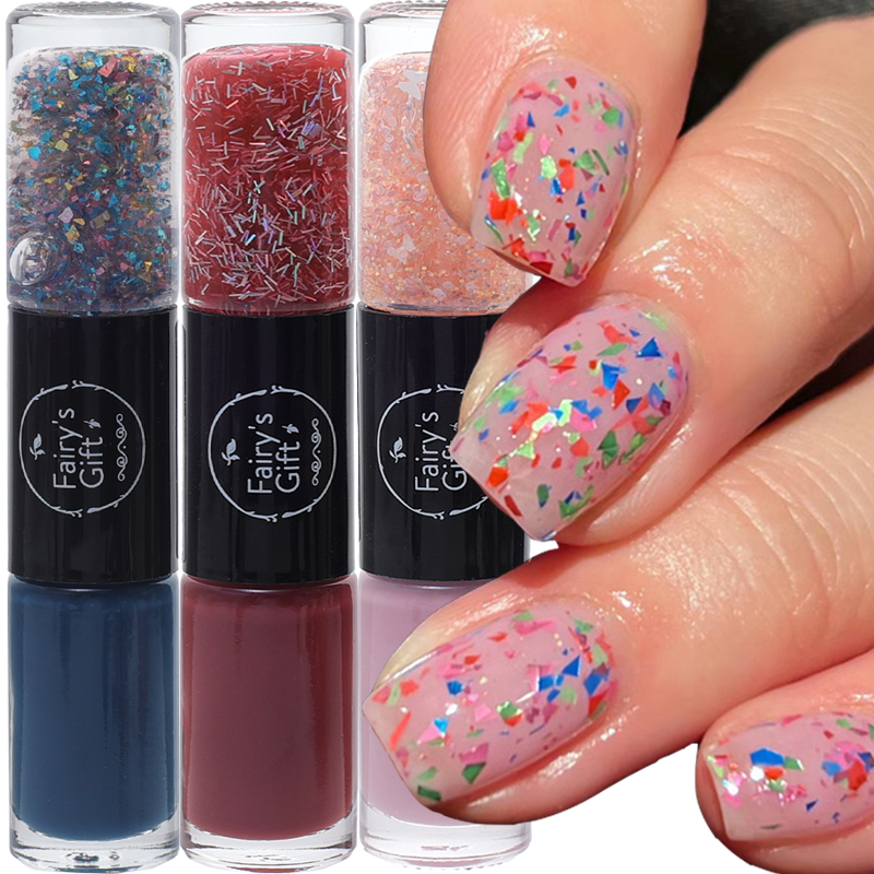Sequin Nail Double-ended Polish Semi-permanent Varnish Soak Off UV LED Nail Art Colorful Hybrid Varnish Ma_voghion.com