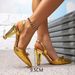 Damenschuhe Gold Bow High Heels Abend Party Pantoletten Damenschuhe Speziell geformte High Heels Hohle High Heels Damen_voghion.com