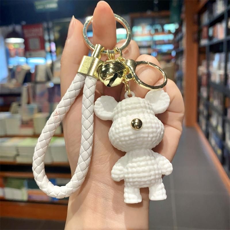 Portachiavi in lana con colla morbida, simpatico orsetto in silicone, coppia di bambole, ciondolo per auto, piccolo regalo._voghion.com