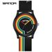 Rainbow Grid Silicone Strap Digital Watch For Teens & Adults - Minimalist, Waterproof, Interchangeable Bands Waterproof Detachable Watch_voghion.com