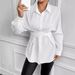 Camicia snellente con fiocco e risvolto da donna_voghion.com
