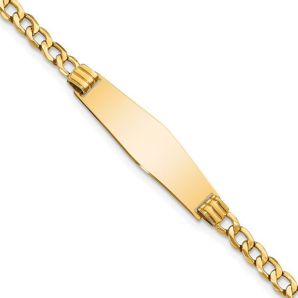 14k Semi-solid Soft Diamond Shape Cuban Link ID Bracelet_voghion.com