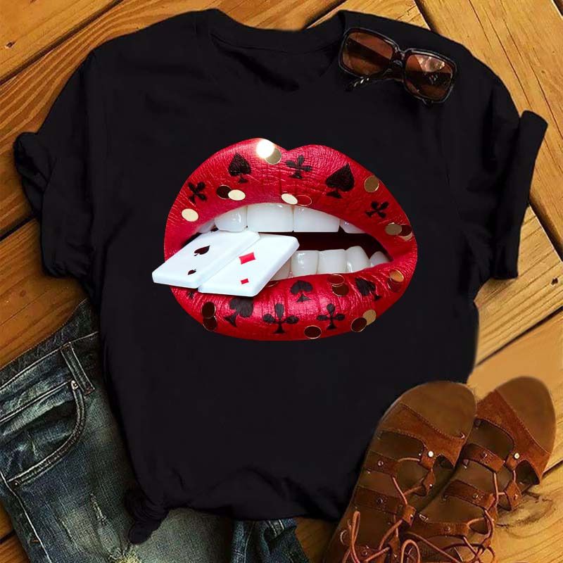 Frauen Kleidung sommer neue frauen kleidung wünschen sexy pailletten lippen weiß lose mode_voghion.com