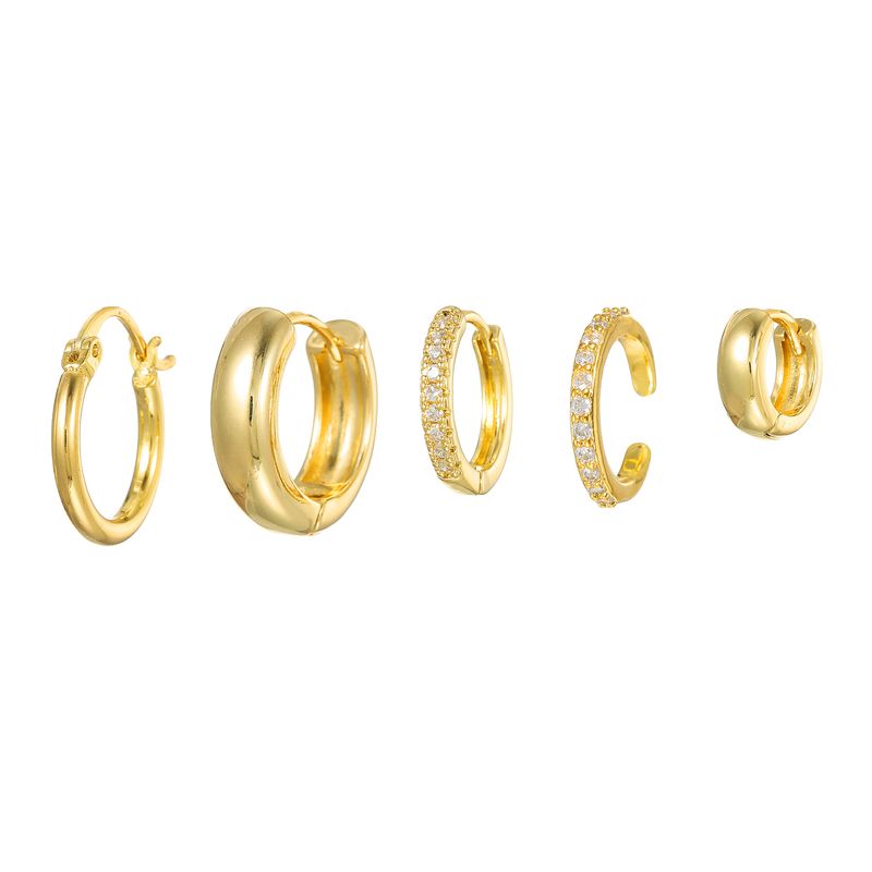 Orecchini a cerchio minimalisti lisci, clip ad ago ritorto di alta qualità, set di polsini per orecchie placcati in oro e rame_voghion.com