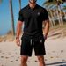 Men's Summer Slim-Fit Polo Shirt & Shorts Set - Breathable Mesh Short Sleeve Embroidered Casual Outfit (White/Navy/Orange/Black/Red/Teal/Army Green_voghion.com