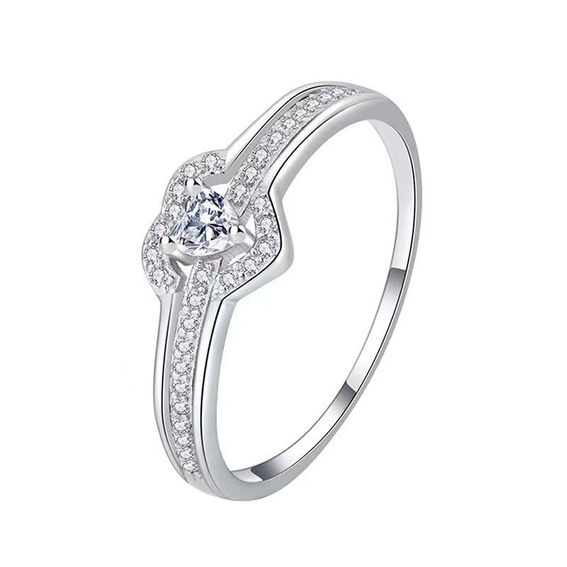 Hot selling mother daughter layered heart design micro inlaid zircon women's diamond ring_voghion.com