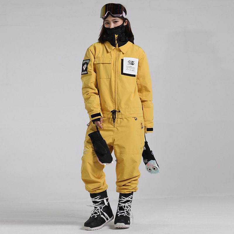 Winter new women thickened warm waterproof windproof snowboard double board bunched foot one-piece ski suit for men_voghion.com