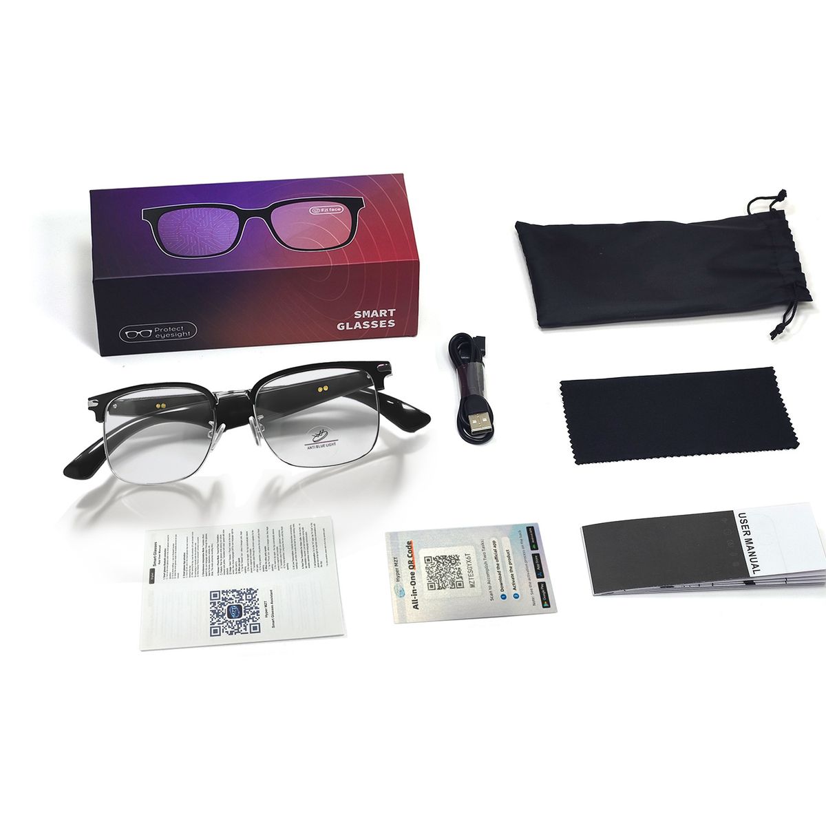MZT GY600 AI Translator Bluetooth Glasses - Real-Time Translation In 100+ Languages, Hands-Free Calls, Music, Sleek Metal Frame_voghion.com