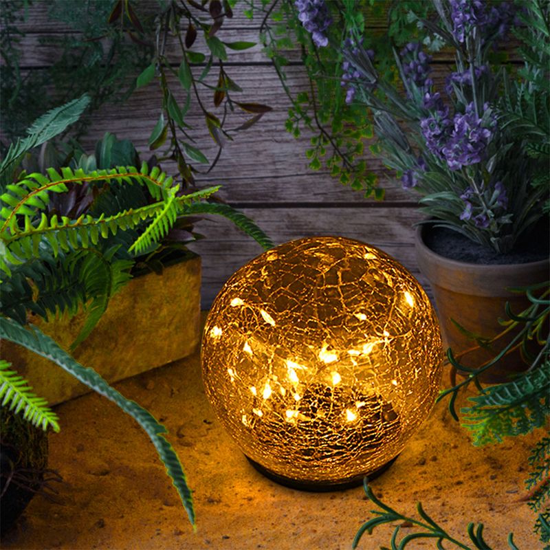 Luces solares en tarro de cristal con efecto de vidrio agrietado, LED de 4 colores cambiantes, decoración impermeable para exteriores, para colgar o colocar en estacas._voghion.com