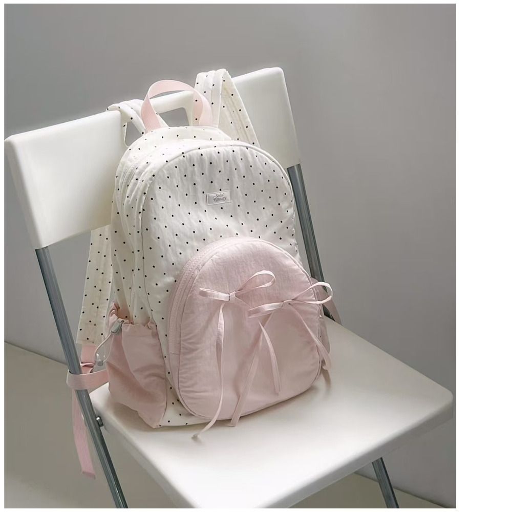 Women's Cute Bow Polka Dot Backpack, 2025 New Model_voghion.com