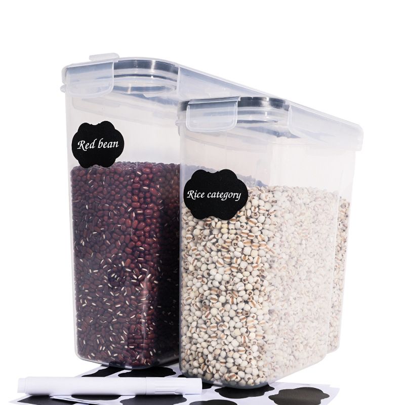 Ensemble de boîtes de conservation hermétiques pour le riz – Organiseur de cuisine en plastique sans BPA avec couvercle sécurisé, empilable pour la farine, les céréales et les aliments secs_voghion.com