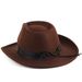 Chapeaux en feutre imitation pour hommes et femmes, chapeaux de jazz coupe-vent chauds en polycoton, chapeaux de cowboy occidentaux rétro européens et américains, automne et hiver_voghion.com