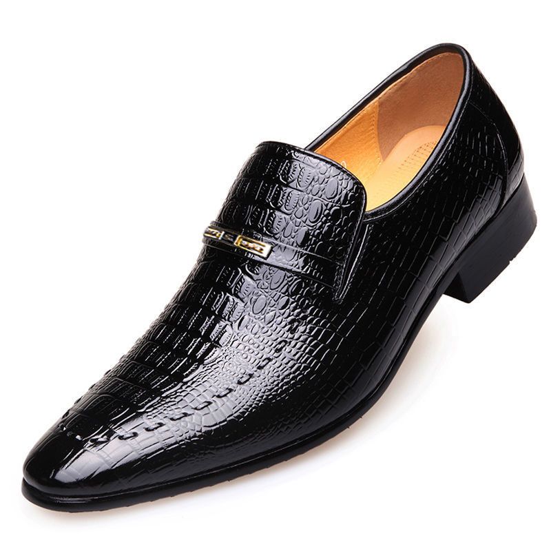 Herrenschuhe Krokodilmuster Herrenlederschuhe große Größen niedrige Herren-Freizeitschuhe geprägte Lederschuhe_voghion.com