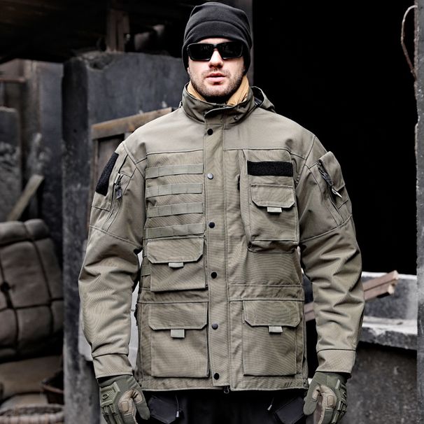 Taktische Motorradjacke mittlerer Länge – Wasserdichter Windbreaker-Mantel für Outdoor-Aktivitäten, Militärstil, strapazierfähige und abriebfeste Arbeitskleidung_voghion.com