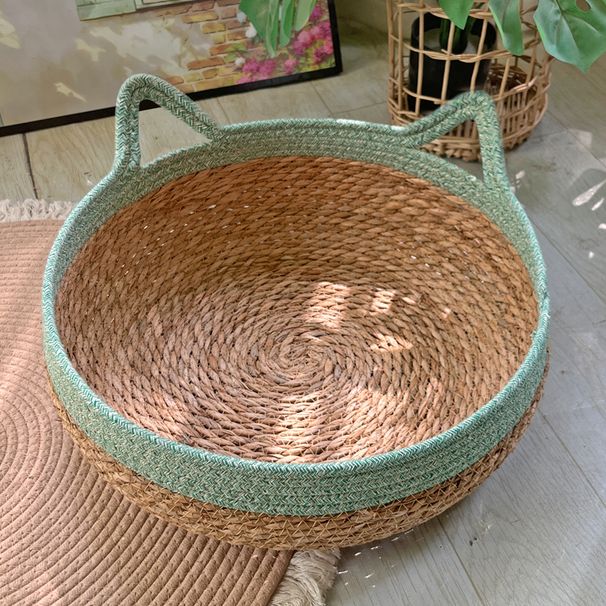 All-Season Cool Nest Rattan Woven Basket Scratching Board Hand-Woven Sleeping Removable Washable Summer Cat Bed_voghion.com
