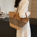 Tasche für Damen, Sommer-Strandtasche, große Kapazität, Schultertasche aus gewebtem Rattan-Stroh, Korbeimer_voghion.com