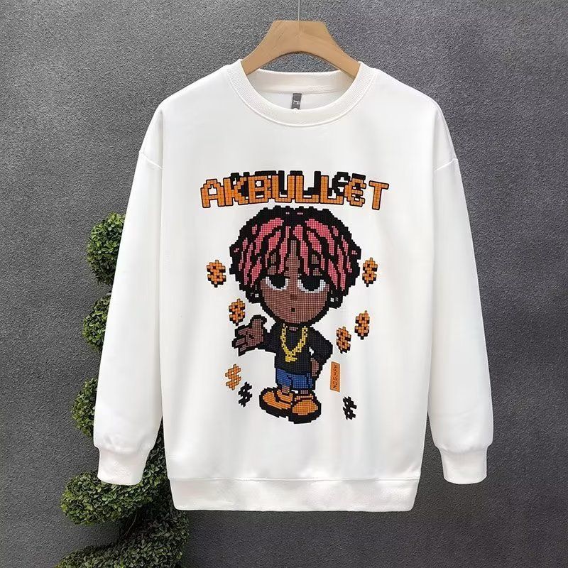 Ανδρικά ρούχα Crewneck Sweat Ανδρικά χαλαρά σχέδια με αίσθηση χαμογελαστό τύπωμα αμερικανικού στυλ ρετρό στυλ Instagram Μοντέρνο τοπ για την άνοιξη και το φθινόπωρο_voghion.com