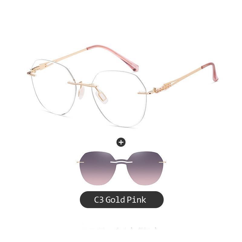Fashion COHK Fashion Rimless Women Magnet Sunglasses Polarized Clip On Sun Glasses Lens UV400 2024 New Style Round Optical_voghion.com