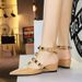 599-19 French Style Wedge Heel Pointed Toe Sandals For Women Classic Rivet Design One-Strap Comfortable Closed-Toe_voghion.com