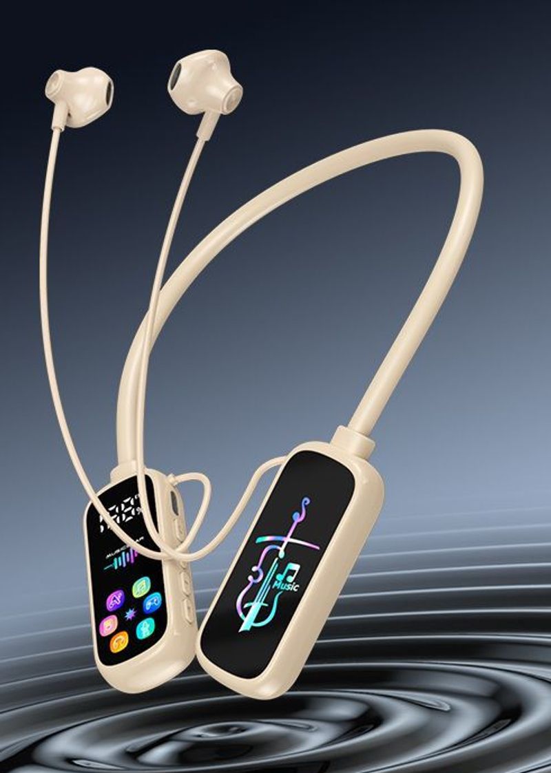 Microphone Écouteur Bluetooth Type tour de cou Longue durée de veille Réduction du bruit Retour d'oreille Emplacement pour carte_voghion.com