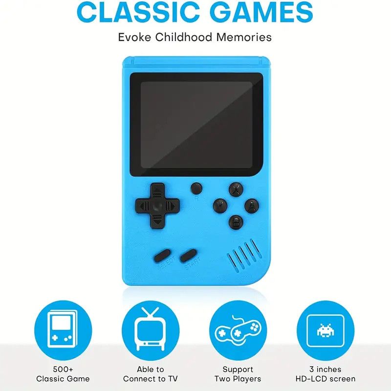 Mini console de jeux vidéo rétro portable avec lecteur de jeu classique 500 en 1 intégré_voghion.com