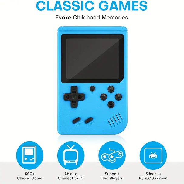 Mini console de jeux vidéo rétro portable avec lecteur de jeu classique 500 en 1 intégré_voghion.com