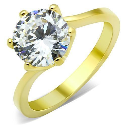 TK1406 - IP Gold(Ion Plating) Stainless Steel Ring with AAA Grade CZ in Clear_voghion.com
