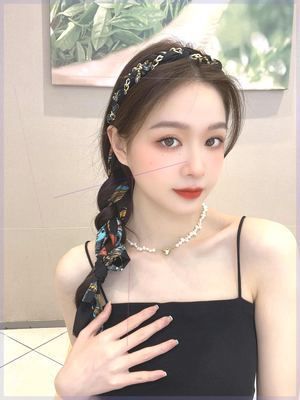 Fascia per capelli a catena, fascia per capelli in tessuto satinato da palazzo, fascia per capelli estiva da donna, set di fasce per capelli con nastro, cerchio per la testa_voghion.com