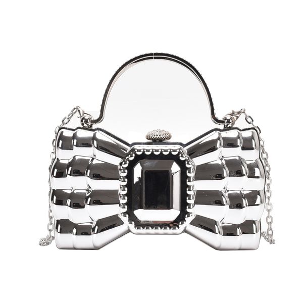 Clutches für Damen, eine schillernde Unterarmtasche aus galvanisiertem Acryl mit Textur für Damenbankette, eine kleine quadratische Umhängetasche mit einer Schulter_voghion.com