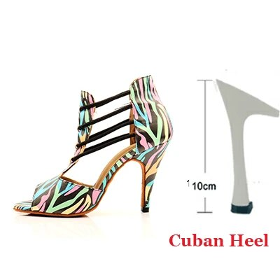 Ladingwu Classic Boots Ladies Girls Latin Shoes Women Salsa Colorful Zebra Texture Soft Sole Indoor Dance Shoe_voghion.com